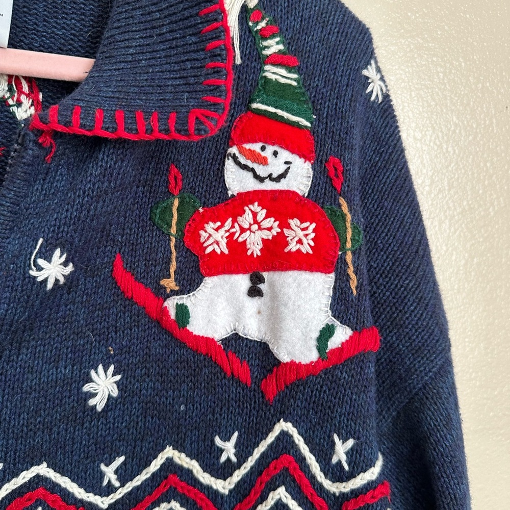Vintage Heirloom Collectibles Snowman Sweater with Zipper Christmas XL - Picture 3 of 6